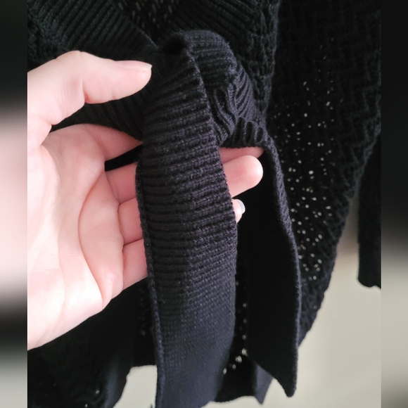 Jones New York Open Weave Cotton Tie Up Top, Women's XL, Black - Picture 5 of 8